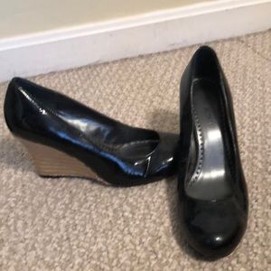 Black closed toe wedges